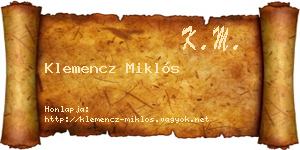 Klemencz Miklós névjegykártya